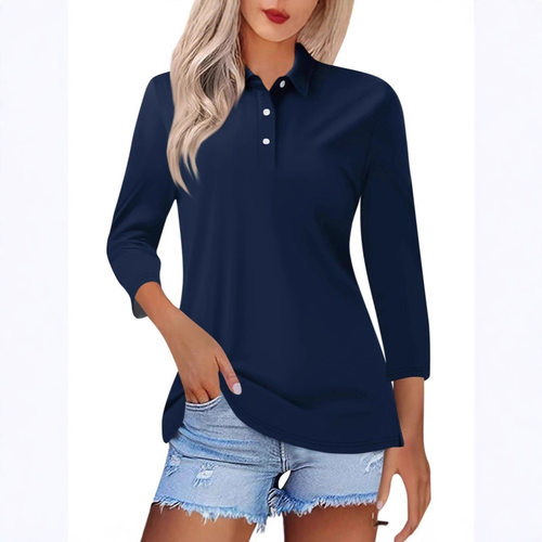 2026 Digital Printed Lapel Casual Buttoned Blouse Casual And