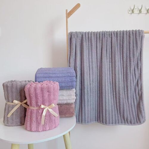 ral Fleece Striped Set Towel Super Soft Absorbent Thickened