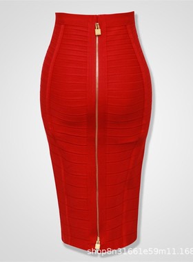 Hot Selling 16 Color Bandage Skirt Striped Zipper Double Ope