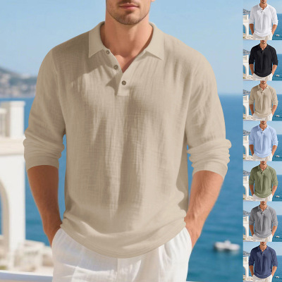 Men's Linen Loose Solid lor Linen Men's Casual Linen Shirt