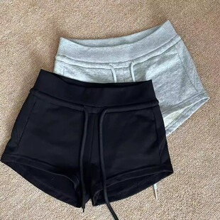 Slightly Fat Mm Gray Sports Shorts Hot Girl Hot Pants Drawst