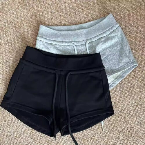 Slightly Fat Mm Gray Sports Shorts Hot Girl Hot Pants Drawst