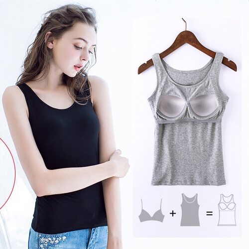 6 Sizes, 6 lors, l With Breast Pad, One-piece Camisole For W