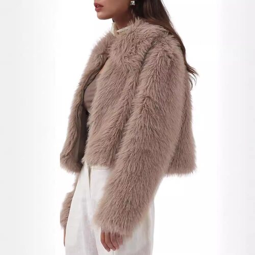 Women's Faux Fur Coat Jacket Zip Jacket Warm Toka