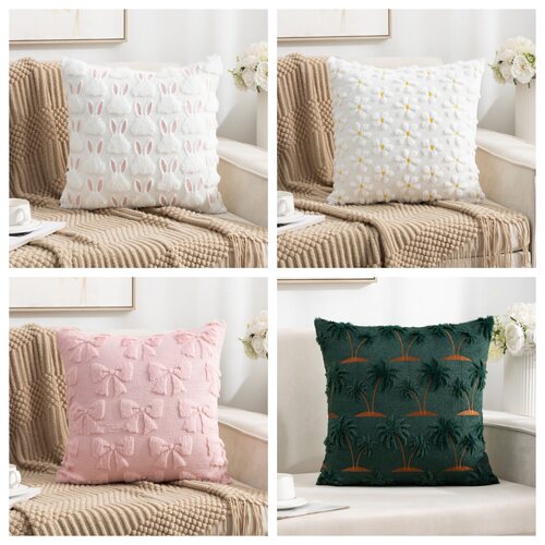 Quilted Quilted Embroidered  Case Rabbit Hair Sofa  Non-core