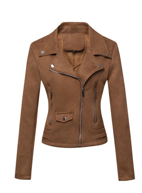 Women's Motorcycle Jacket, Women's Short, Slim Suede Leather