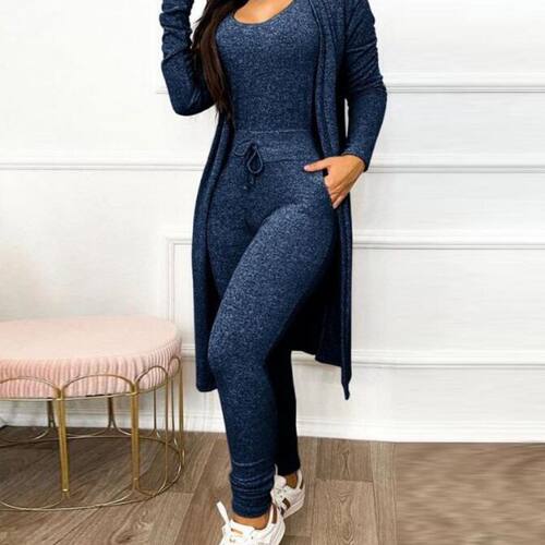 Fashion Long One-piece Long Cardigan Casual Suit Spot