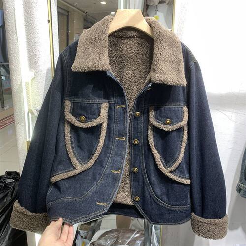 European Denim Jacket Women's Plus Fleece Jacket 2026 Hong K