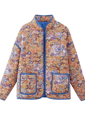 23 Styles Of Small Floral Loose Quilted Thick Warm Jackets F