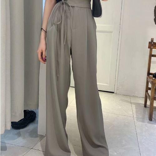 阔腿裤女高腰垂感西装裤2023年夏季新款直筒休闲宽松拖地裤子薄款