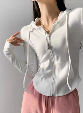 De Rong Chun Lust Wind Hooded Cardigan Jacket Women's Slim C