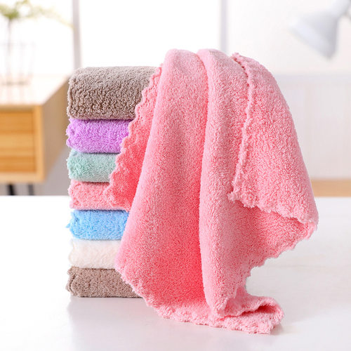 High Density ral Fleece Towel Cut Edge Wipe Hand Square Towe