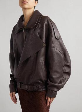 Show Style Imported Foam Genuine Leather Women's Double llar