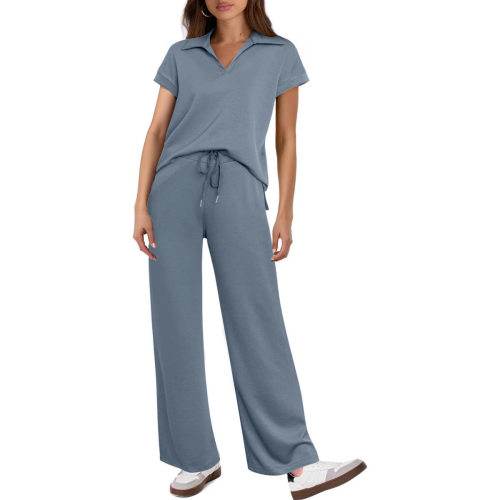 2026 Fashion Casual Women's Short-sleeved Drawstring Solid l