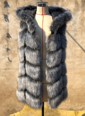 Haining Korean Style Hooded Imitation Vest For Women Mid-len
