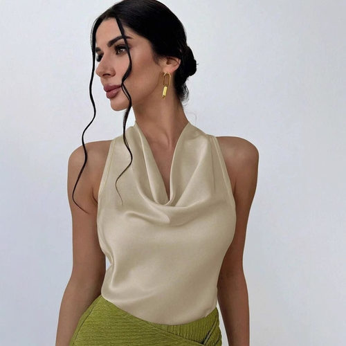Women Sexy Sleeveless Satin 2026 Work Ladies