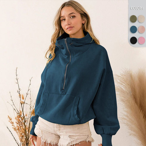 Women's Hoodie With Hood Zip Drawstring Jacket