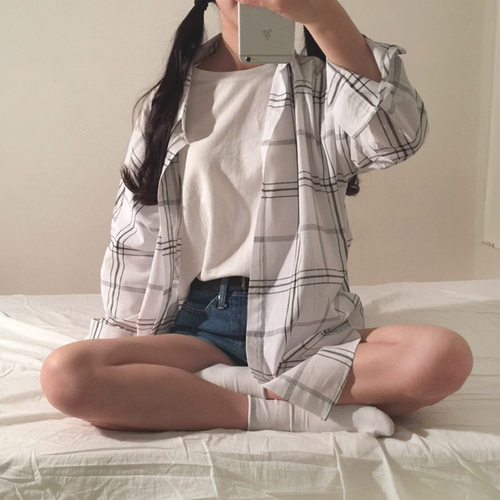 Xinyu Lapel Plaid Cardigan Women's Casual Student Jacket Clo