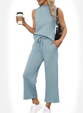 Women's Suit Vest Casual Capri Pants Wide Leg Pants 2025 Clo