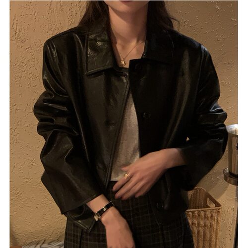 Short Women's 2026 Loose Slim-fit Puleather Jacket High-end