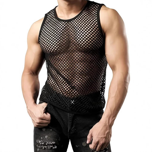 Style Sexy Men's Personality quettish Hollow Breathable Grid