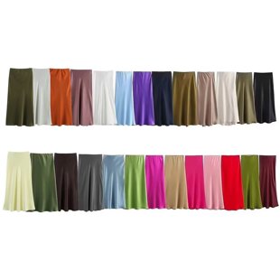 2025 Spring Black Rice Color Satin Texture Skirt, Silky and