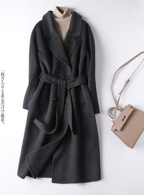 25 Classic Double-breasted Long Wool Rabbit Velvet Mulberry