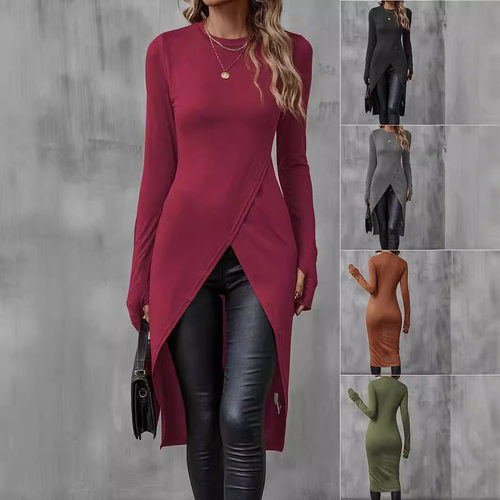 T-shirt Slim-fit Long All-match Artistic Retro Design High-e