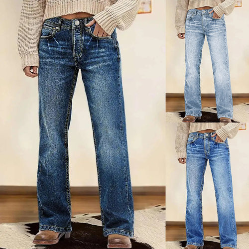 2026 Vintage High Waist Narrow Wide Legs Loose mmuting Slimm