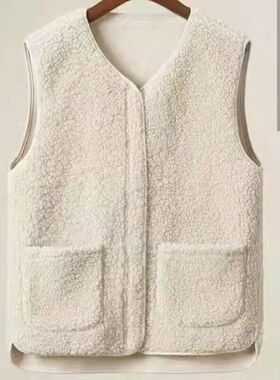 Women's Waistcoat Grain Velvet Lamb Wool Fashion Waistcoat V