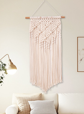 Tassel Tapestry tton Rope Woven Four-leaf Clover Diamond Squ