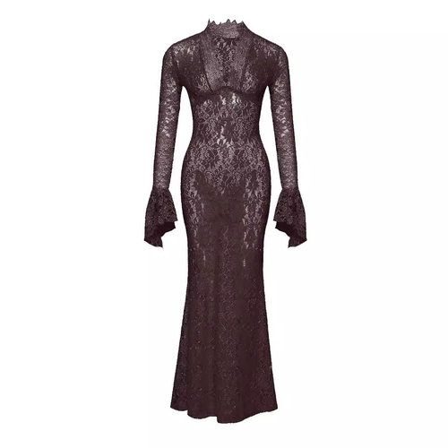 2026 Sexy Lace Deep V See-through Tail Long Skirt Ins Blogge