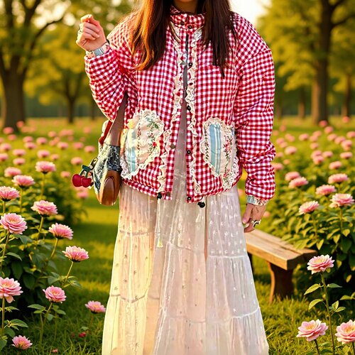 Women's 2026 Sreet Fashion Patchwork Plaid Jacket