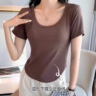 Short-sleeved T-shirt Women's Slim-fit Slim-fit Inside Botto