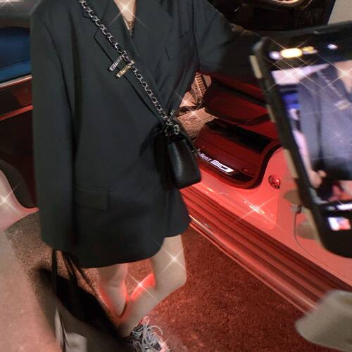 Korean Silhouette Design Pin Small Blazer Women's Suit Top