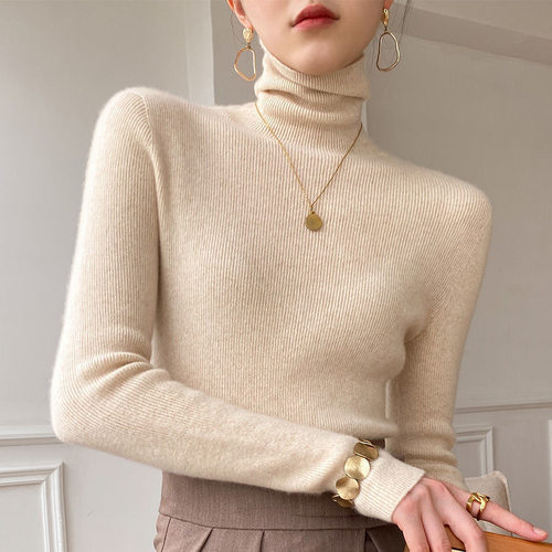 High-necked Women's Slim-fitting Inner-fitting Pile-neck Fas