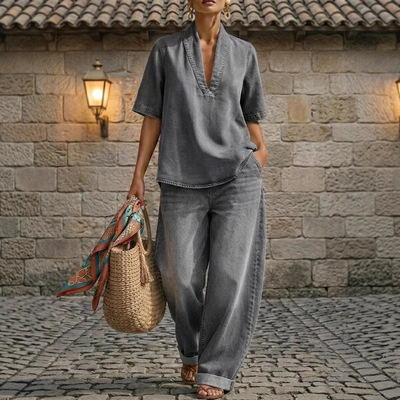 2026 Women's Loose Casual Solid lor mforle Minimalist Denim