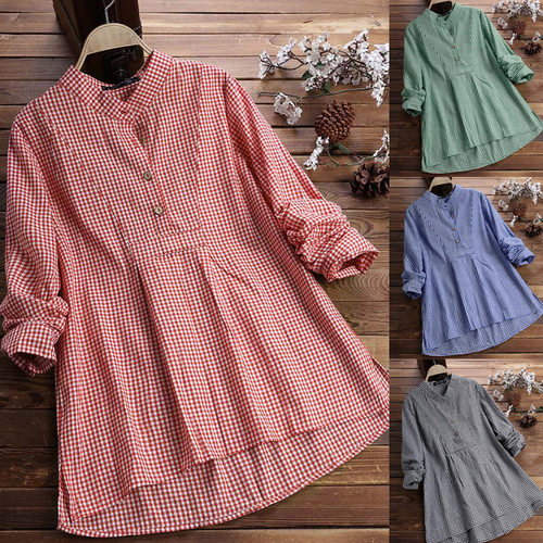 Women's Uniform Size 2026 Plaid Stand llar Pullover