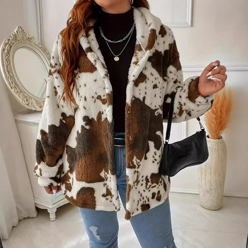 2026 Casual Fashion Plush at Women's w Print Buttons