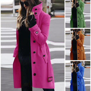 2026 Large Size Woolen Women's at Single Breasted Multi-butt