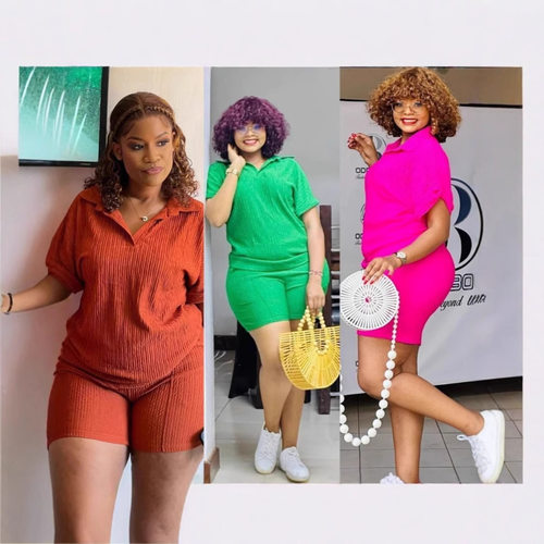 Stos Fashion Casual Solid lor Short Sleeve Women's Suit Loos