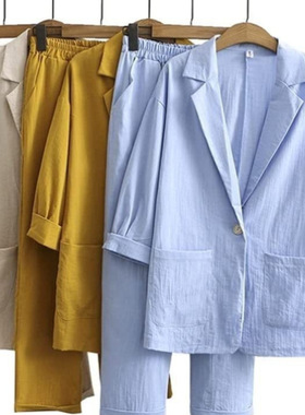 2025 Women's mmuting tton And Linen Jackets Pants Pocket Loo