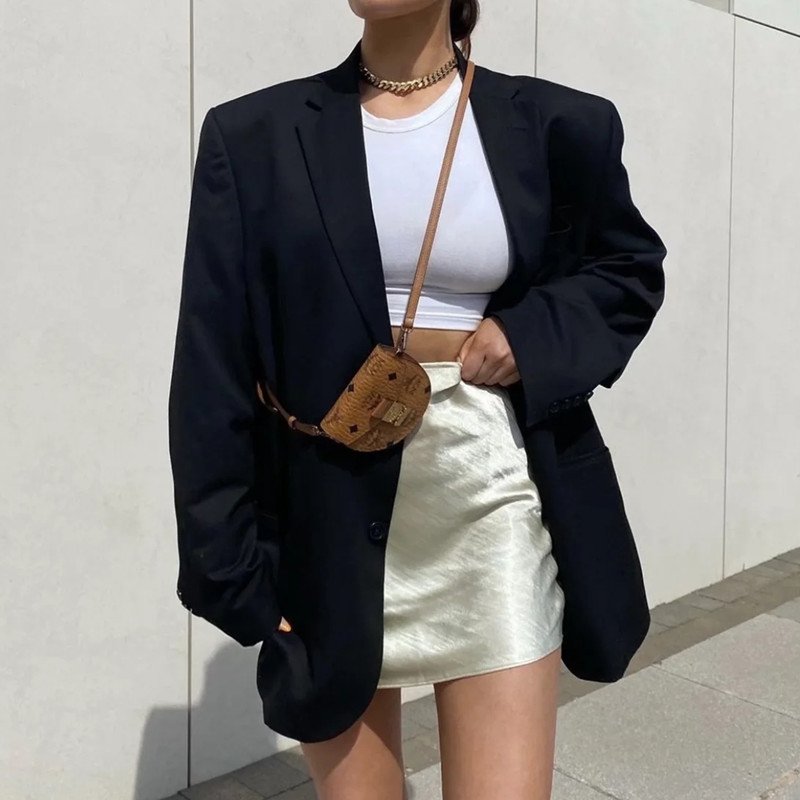 2025 One-button Women's Mid-length Suit Jacket