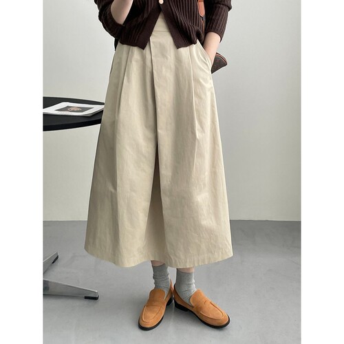 不规则压褶A字伞裙半身裙女