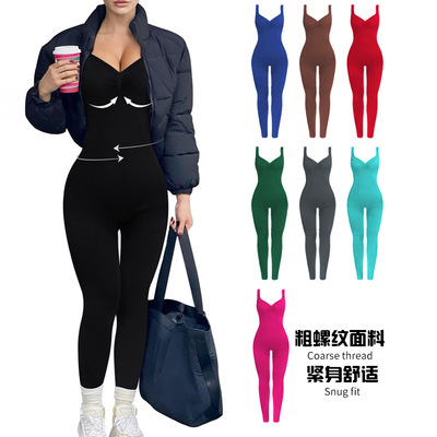 V-neck Backless Thick Threaded Women's Fixed Double Shoulder