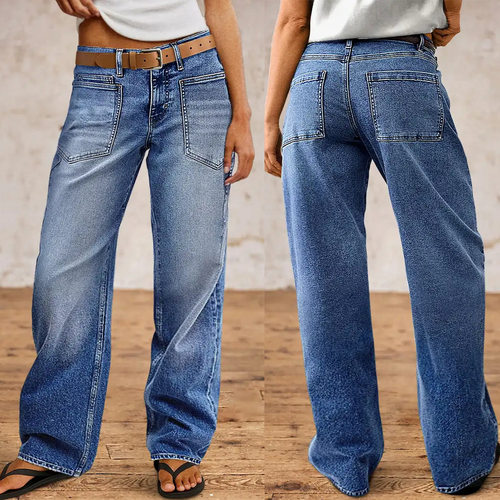 Women's 2026 Washed Gradient High Waist Wide Legs American S