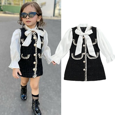 1-6Y Kids Girls Autumn Dress 2023 Fashion Baby Long Sleeve P