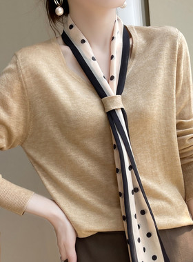 Thin Women's Loose V-neck Worsted Wool Short Inner Knitted J