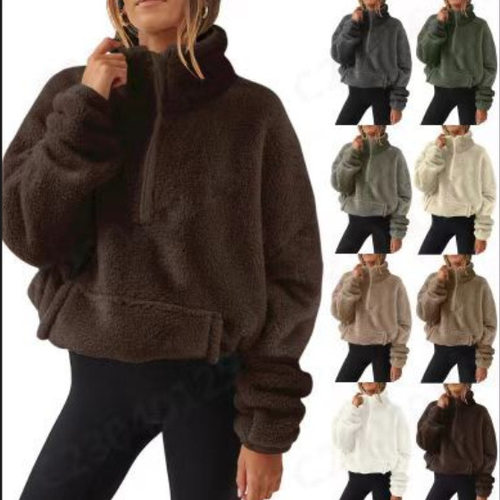 2026 Plush-lined Women’s Half-zip Stand-up llar
