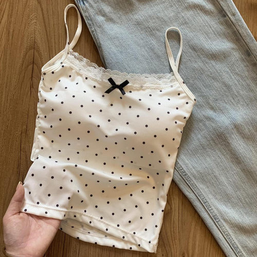 Pure Lust Hot Girl Polka Dot Camisole Female With Breast Pad